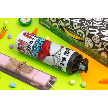 Show me your bobbers and i will show my rod , Easter candle,Travel Tumbler 2 Lids, with metal straw & cleaning brush & aromatic flat candle (30cm) (PINK)