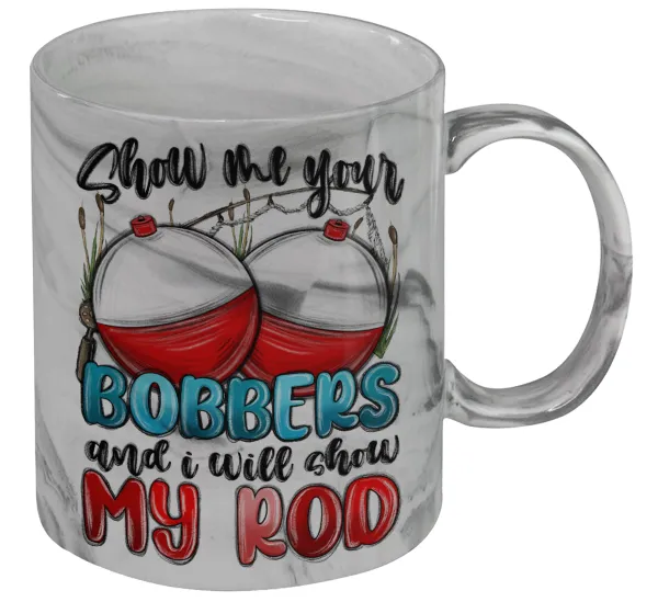 Show me your bobbers and i will show my rod — Κούπα κεραμική, marble style (μάρμαρο), 330ml