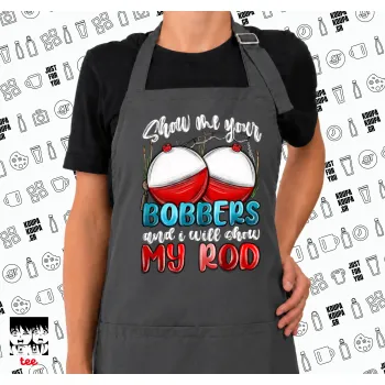 Show me your bobbers and i will show my rod , Ποδιά μακριά Σεφ ολόσωμη με τσέπες GREY (ΕΝΗΛΙΚΩΝ)