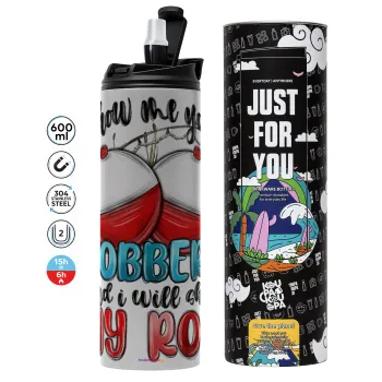 Show me your bobbers and i will show my rod , Tumbler ποτήρι θερμό ΓΚΡΙ από ανοξείδωτο ατσάλι 600ml