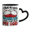 Mug heart black handle, ceramic, 330ml
