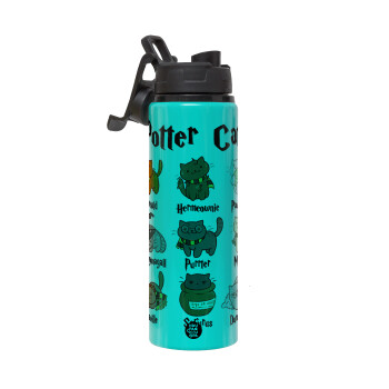 Potter Cats, Metallic water bottle with safety lid, 850ml aluminum