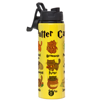 Potter Cats, Metallic water bottle with safety lid, 850ml aluminum