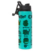 Metallic water bottle with safety lid, 850ml aluminum