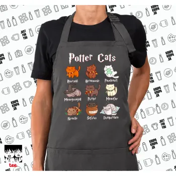 Potter Cats, Ποδιά μακριά Σεφ ολόσωμη με τσέπες GREY (ΕΝΗΛΙΚΩΝ)