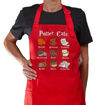 Potter Cats, Ποδιά Μακριά Σεφ ολόσωμη με τσέπες Κόκκινη (ΕΝΗΛΙΚΩΝ)