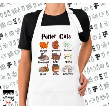 Potter Cats, Ποδιά μακριά Σεφ ολόσωμη με τσέπες white (ΕΝΗΛΙΚΩΝ)