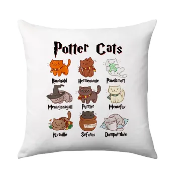 Potter Cats, Μαξιλάρι καναπέ 40x40cm περιέχεται το  γέμισμα