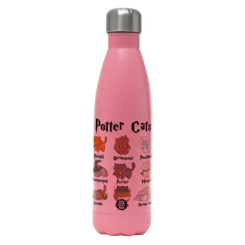 Potter Cats, Metal mug thermos Pink Mat (Stainless steel), double wall, 500ml