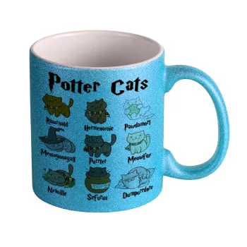 Potter Cats, Κούπα Σιέλ Glitter που γυαλίζει, κεραμική, 330ml