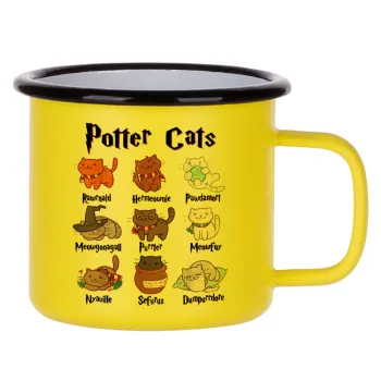 Potter Cats, Metallic enamel MATT Yellow cup 360ml