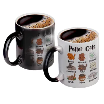 Potter Cats, Κούπα Μαγική, κεραμική, 330ml που αλλάζει χρώμα με το ζεστό ρόφημα