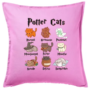 Potter Cats, Sofa cushion Pink 50x50cm includes filling