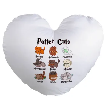 Potter Cats, Μαξιλάρι καναπέ καρδιά 40x40cm περιέχεται το  γέμισμα