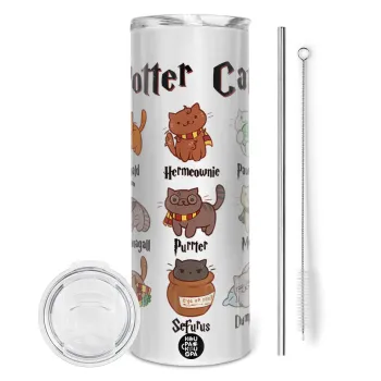 Potter Cats, Tumbler stainless steel 600ml, with metal straw & cleaning brush