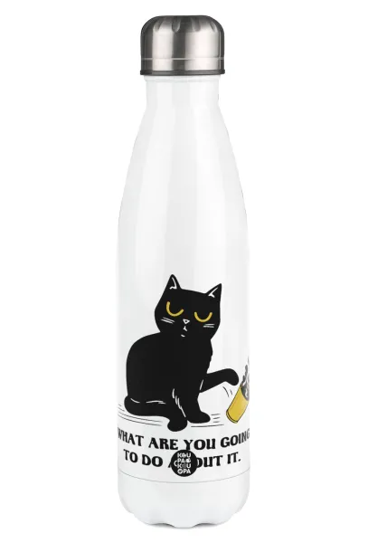 CAT — Μεταλλικό παγούρι θερμός Λευκό (Stainless steel), διπλού τοιχώματος, 500ml