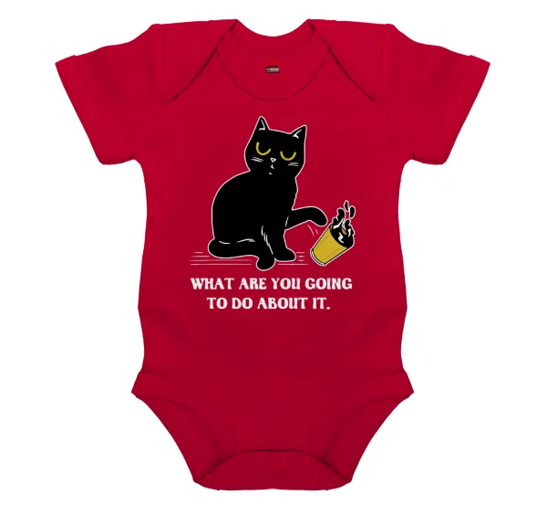 CAT — Βρεφικό φορμάκι μωρού,ΚΟΚΚΙΝΟ, 100% Organic Cotton, κοντομάνικο