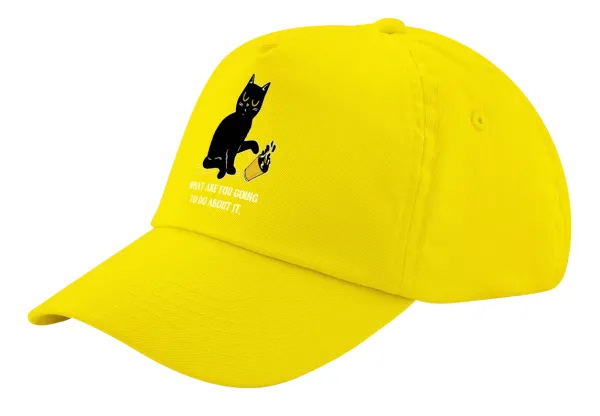 CAT — Child's Baseball Cap, 100% Cotton Twill, Yellow (COTTON, CHILD, UNISEX, ONE SIZE)