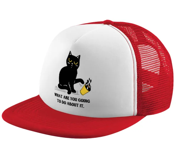 CAT — Καπέλο παιδικό Soft Trucker με Δίχτυ ΚΟΚΚΙΝΟ/ΛΕΥΚΟ (POLYESTER, ΠΑΙΔΙΚΟ, ONE SIZE)