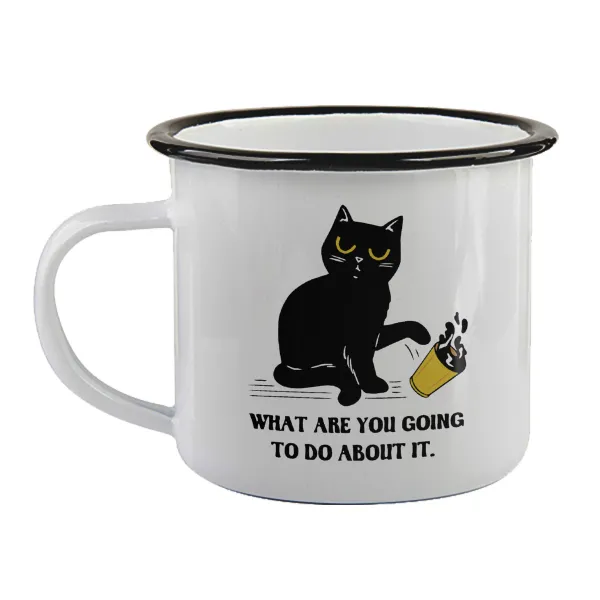 CAT — Enamel mug with black rim, 360ml