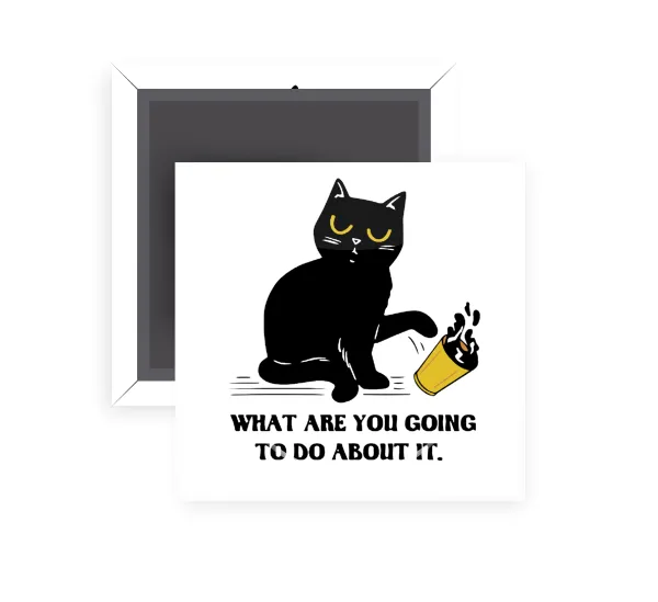 CAT — Square fridge magnet, 5x5cm