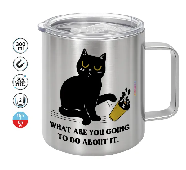 CAT — Double-walled stainless steel mug 300ml with temperature-retaining lid