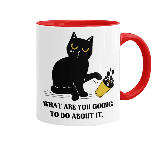 CAT — Κούπα χρωματιστή κόκκινη, κεραμική, 330ml