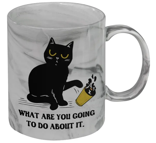 CAT — Κούπα κεραμική, marble style (μάρμαρο), 330ml
