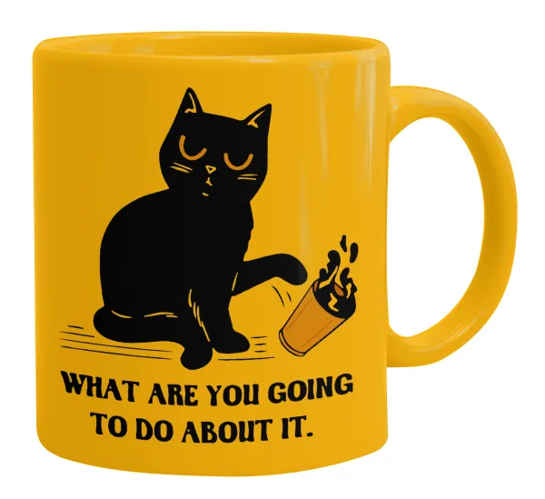 CAT — Ceramic coffee mug yellow, 330ml