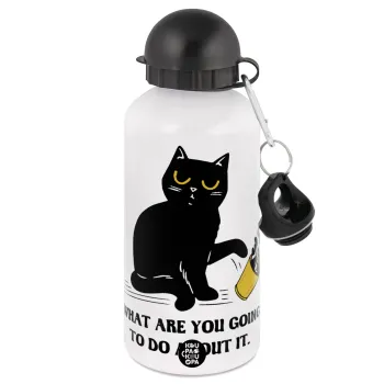 CAT, what are you going to do about it!, Μεταλλικό παγούρι νερού, Λευκό, αλουμινίου 500ml