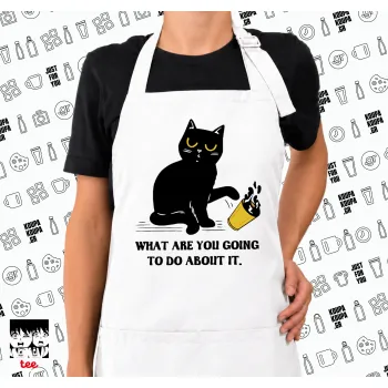 CAT, what are you going to do about it!, Ποδιά μακριά Σεφ ολόσωμη με τσέπες white (ΕΝΗΛΙΚΩΝ)