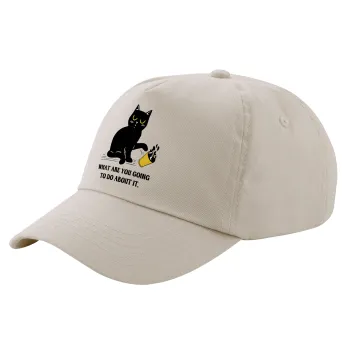 CAT, what are you going to do about it!, Μπεζ (SAND) Πεντάφυλλο Καπέλο Ενηλίκων Βαμβακερό (UNISEX, ONE SIZE)