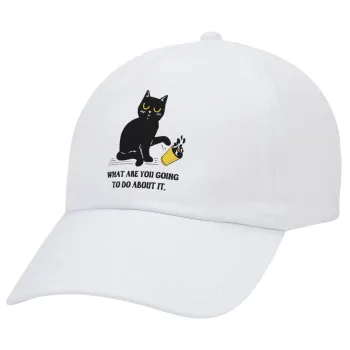 CAT, what are you going to do about it!, Καπέλο Ενηλίκων Baseball Λευκό 5-φύλλο (POLYESTER, ΕΝΗΛΙΚΩΝ, UNISEX, ONE SIZE)