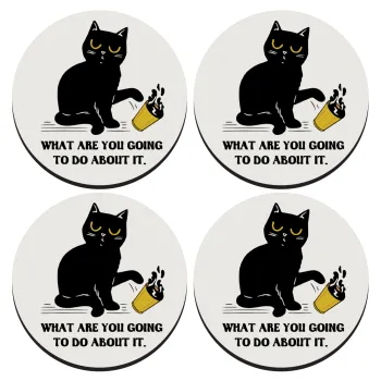 CAT, what are you going to do about it!, ΣΕΤ 4 Σουβέρ ξύλινα στρογγυλά (9cm)