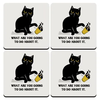 CAT, what are you going to do about it!, ΣΕΤ 4 Σουβέρ ξύλινα τετράγωνα (9cm)