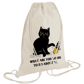CAT, what are you going to do about it!, Backpack bag GYMBAG natural (28x40cm)