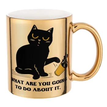 CAT, what are you going to do about it!, Κούπα κεραμική, χρυσή καθρέπτης, 330ml
