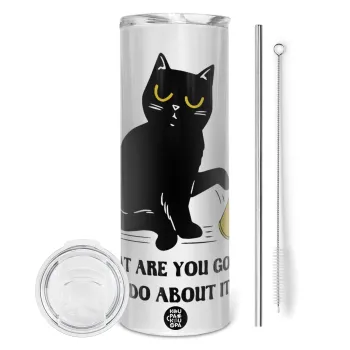 CAT, what are you going to do about it!, Tumbler stainless steel 600ml, with metal straw & cleaning brush