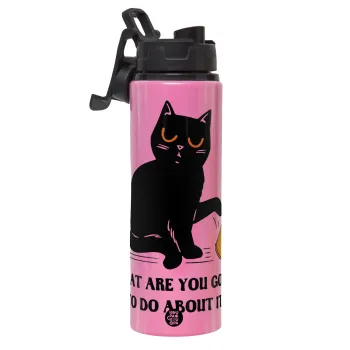 CAT, what are you going to do about it!, Μεταλλικό παγούρι νερού με καπάκι ασφαλείας, αλουμινίου 850ml