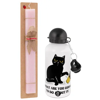 CAT, what are you going to do about it!, Easter Set, metallic aluminum bottle (500ml) & aromatic flat Easter candle (30cm) (PINK)