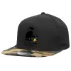 Adult Flat Snapback Hat Black/Camouflage, (100% COTTON TWILL, ADULT, UNISEX, ONE SIZE)