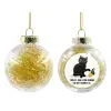 Transparent Christmas tree ball ornament with gold filling 8cm