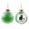 Transparent Christmas tree ball ornament with green filling 8cm