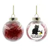 Transparent Christmas tree ball ornament with red filling 8cm