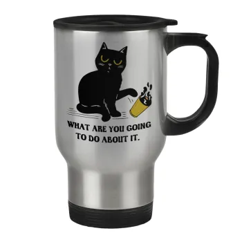 CAT, what are you going to do about it!, Κούπα ταξιδιού ανοξείδωτη με καπάκι, διπλού τοιχώματος (θερμό) 450ml