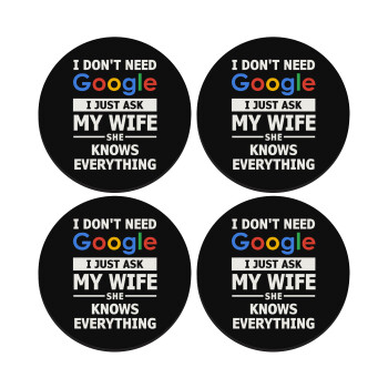 I don't need Google, just ask my WIFE, ΣΕΤ 4 Σουβέρ ξύλινα στρογγυλά (9cm)