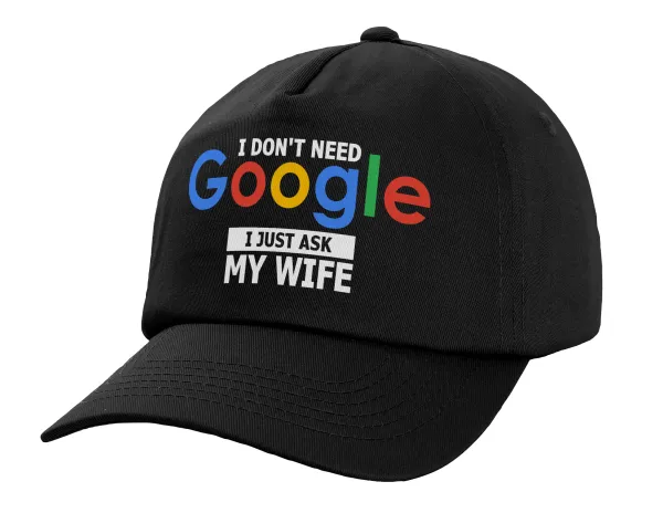 I don't need Google — Καπέλο Ενηλίκων Baseball, 100% Βαμβακερό,  Μαύρο (ΒΑΜΒΑΚΕΡΟ, ΕΝΗΛΙΚΩΝ, UNISEX, ONE SIZE)