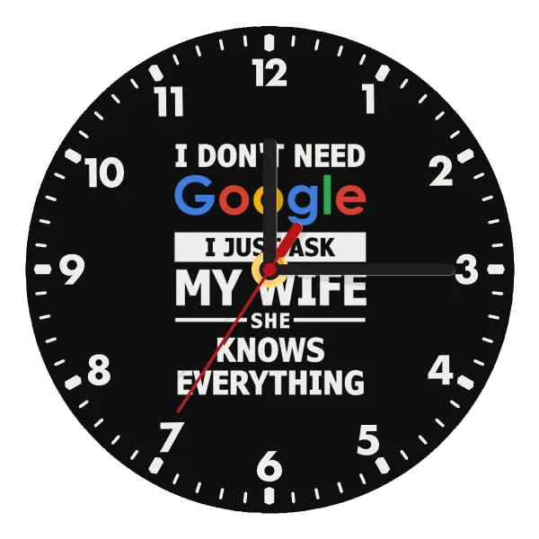 I don't need Google — Ρολόι τοίχου ξύλινο (20cm)