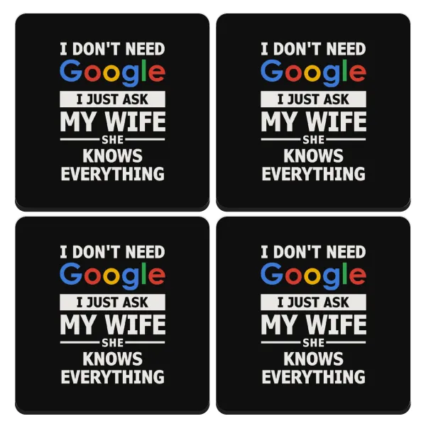 I don't need Google — Σουβέρ ξύλινα τετράγωνα (9cm)