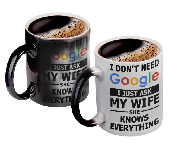 I don't need Google — Κούπα Μαγική, κεραμική, 330ml που αλλάζει χρώμα με το ζεστό ρόφημα